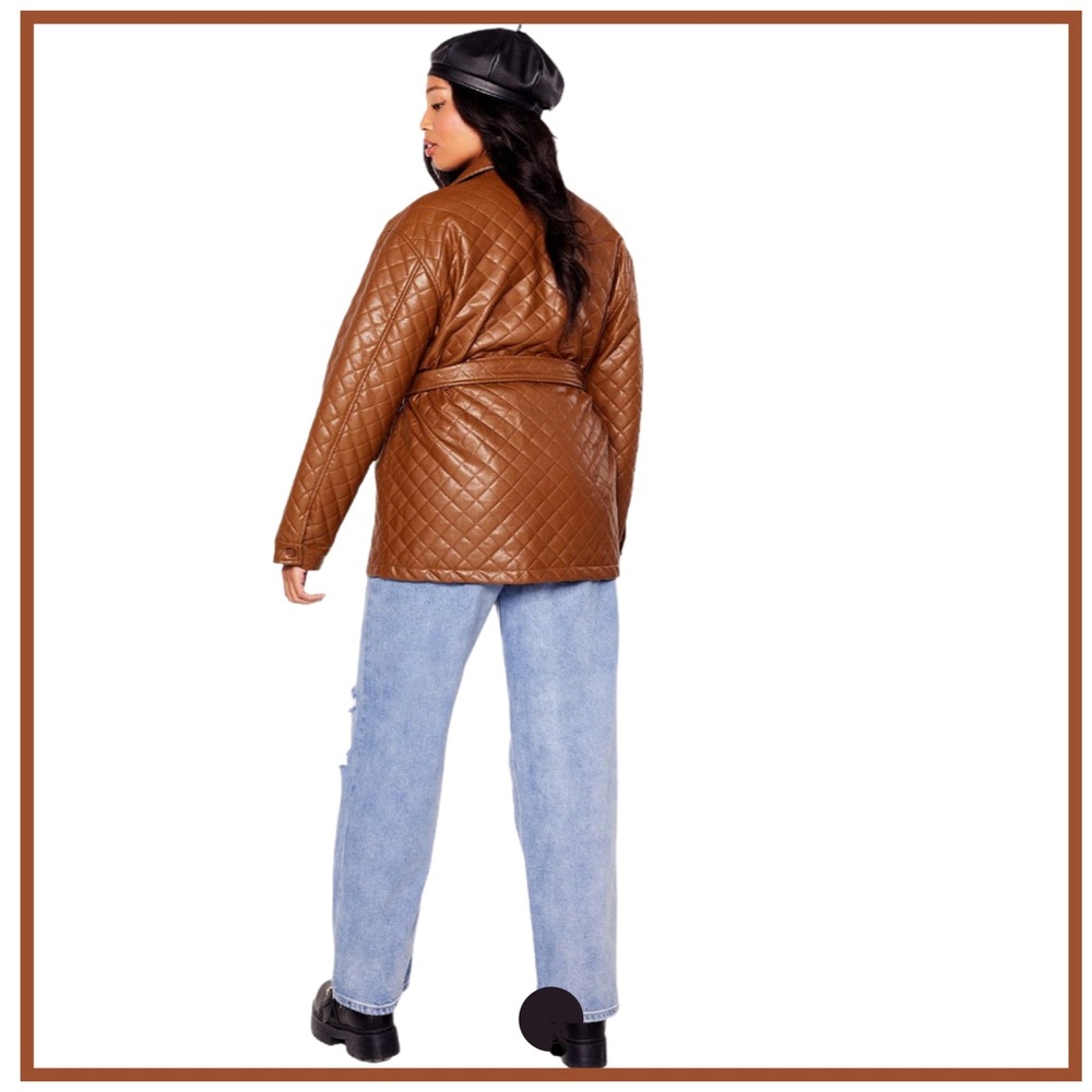 Faux Leather Plus Side Belted Jacket NWT - Picture 4 of 4